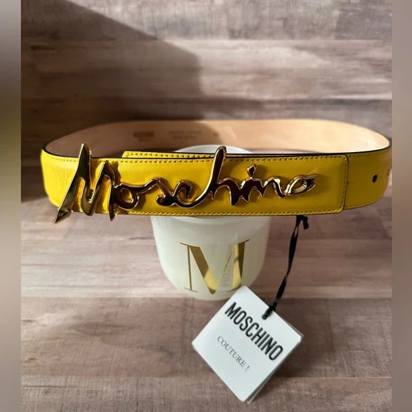 Authentic and Brand New Moschino Signature Script Logo Belt display picture 1